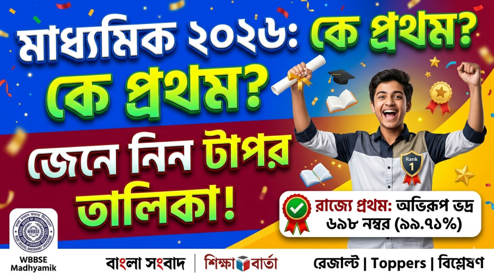 মাধ্যমিক ২০২৬-এর প্রথম স্থানাধিকারী কে? সম্পূর্ণ মেধাতালিকা ও নম্বর।